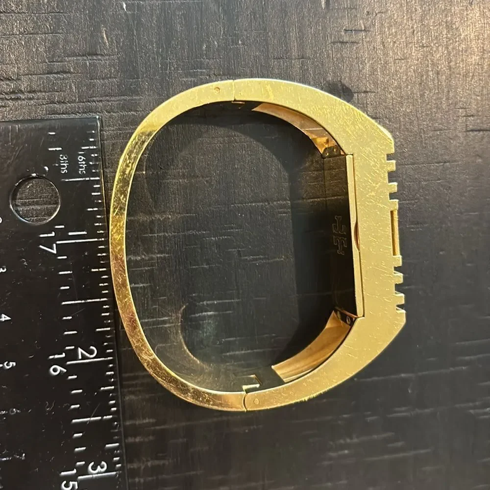 Tory Burch Gold Tone Fitbit Metal Bracelet Geometric Keeper Holder